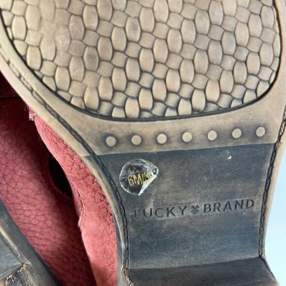 Lucky Brand Womens Ankle Bootie Leather Boots Red Size 6 M Pointed Toe Slip On - Picture 7 of 7